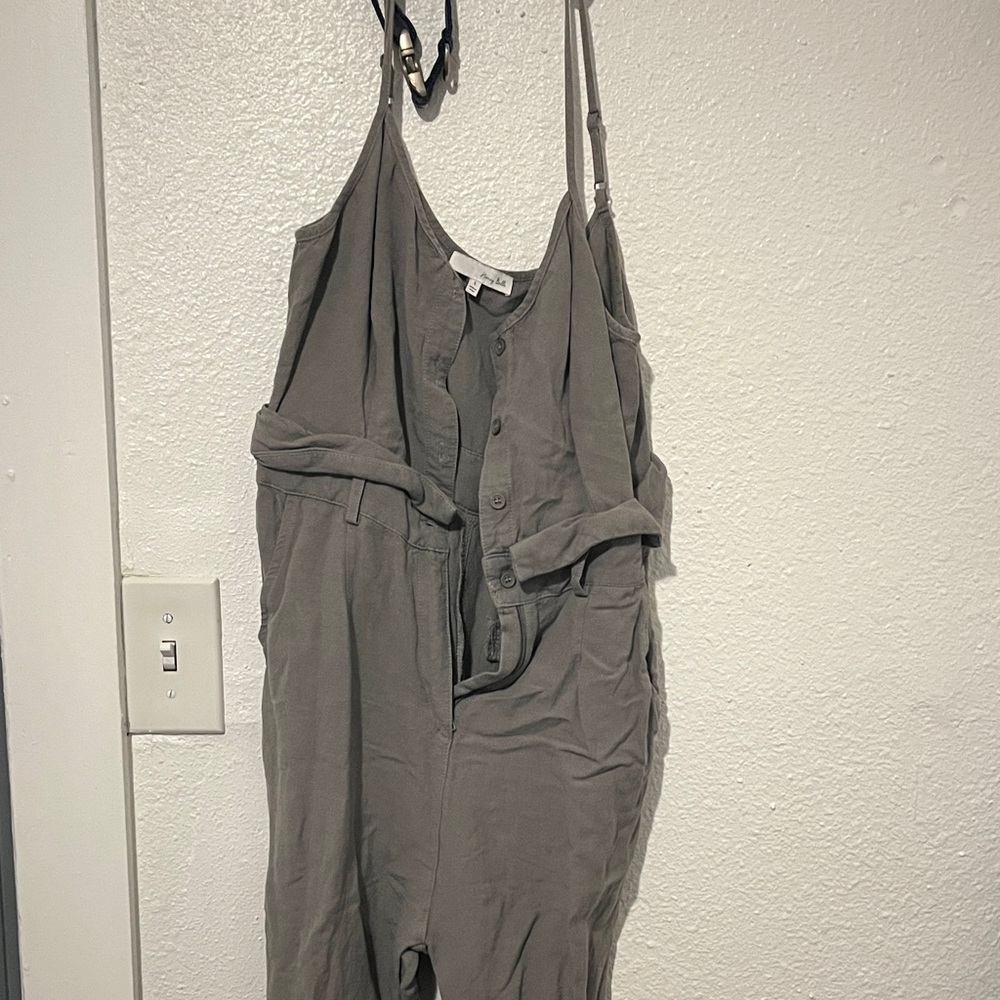 Honey Belle Gray Button-Up Jumpsuit